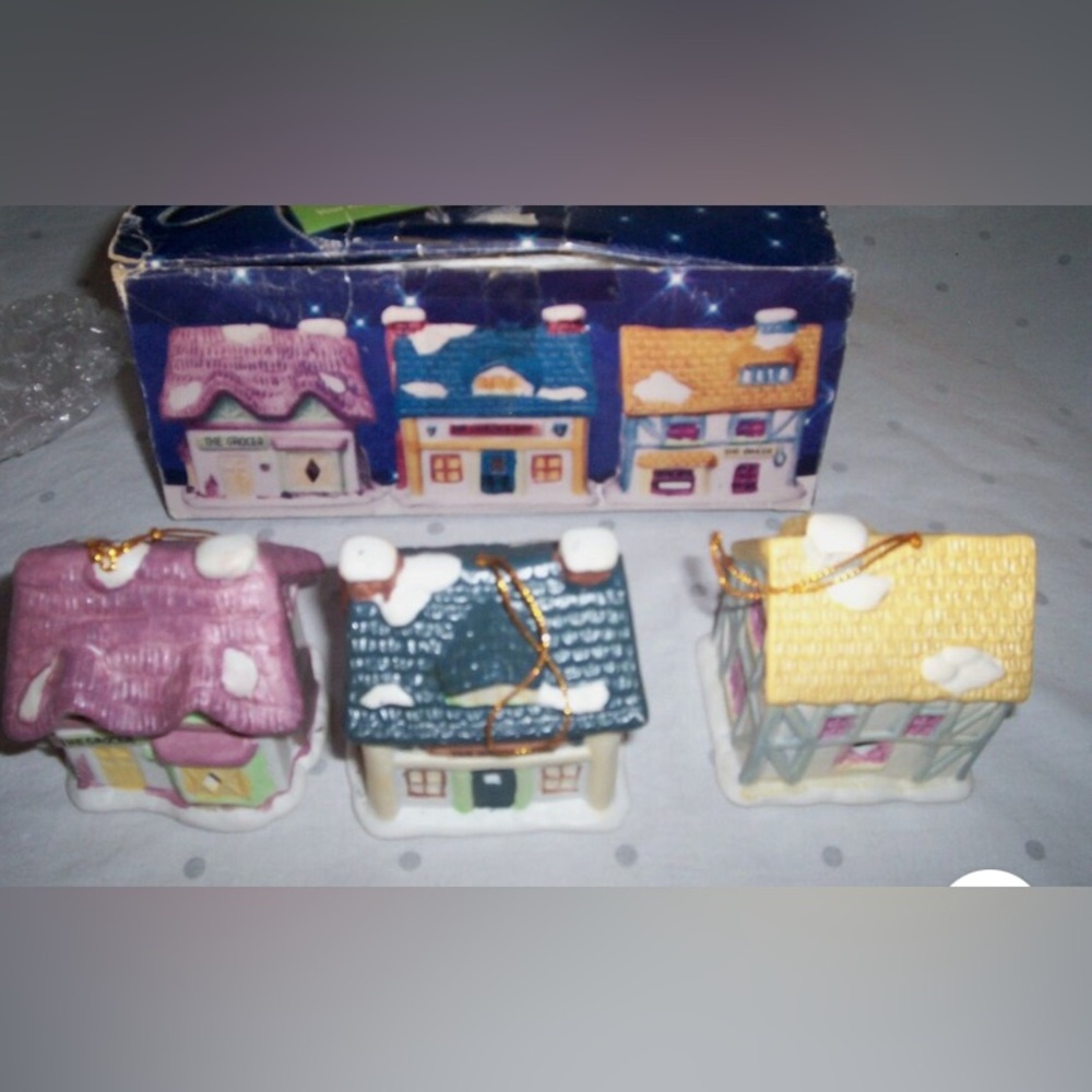 Dickens Happy Holidays/  Dickens Christmas  Village/ ceramic ornaments